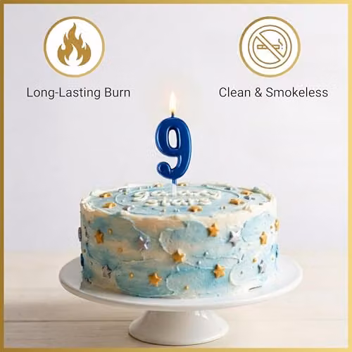 Shatchi Blue Number 9 Birthday Cake Topper Candle – 4