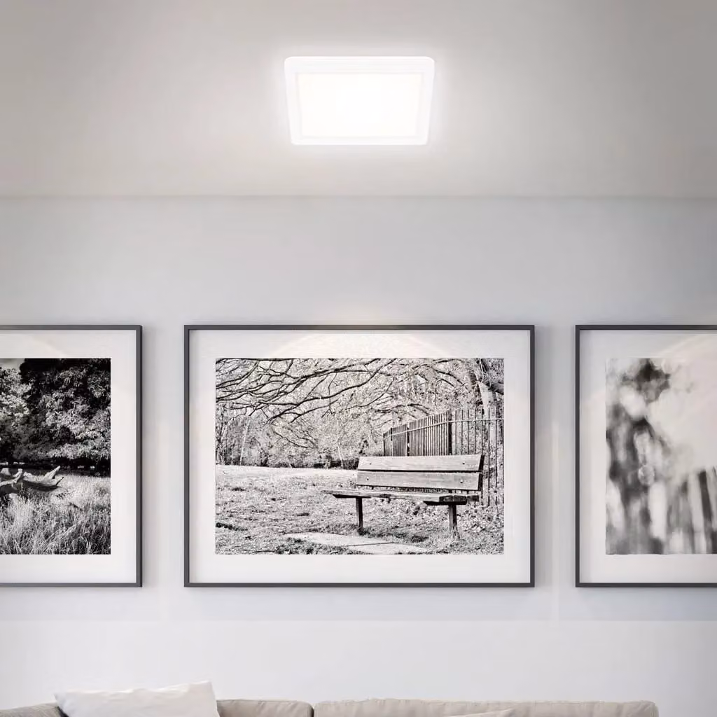 Briloner LED Ceiling Lamp with Background Lighting Effect, 12W, 1400 Lumens, 4000K, White, Square, W/D/H: 19 x 19 x 2.8 cm – 4