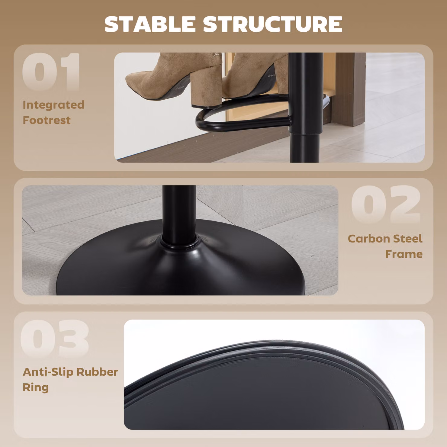 HOMCOM Set of 2 Modern Grey Swivel Bar Stools with Footrest and Synthetic Leather Upholstery – 5