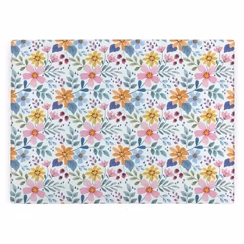 Purely Home Multicoloured Pink Floral Rectangular Glass Worktop Protector with Non-Slip Feet, W: 39 cm, D: 28.5 cm