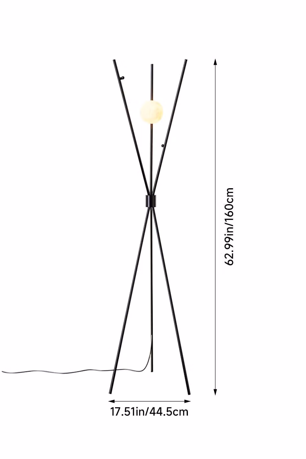 Living and Home Metal Tripod Standing Floor Lamp with Plastic Lampshade in Black – 4