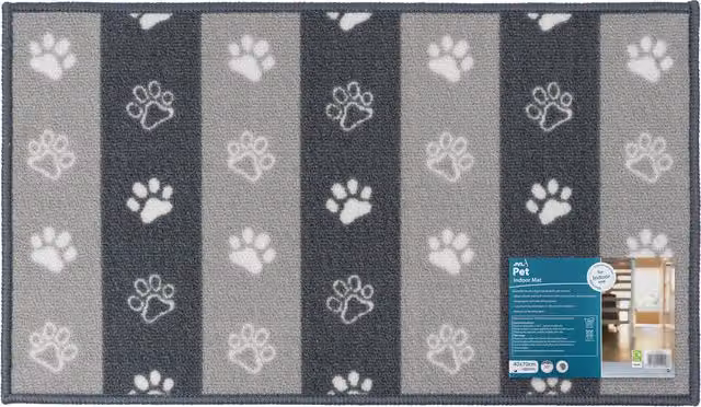 JVL Machine Washable Pet Mat with Paw Prints Design in Brown or Grey, W/D: 40 x 70 cm – 1