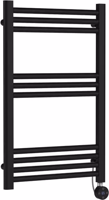 Balterley Electric Round Towel Rail, Matt Black, W: 80 cm, H: 50 cm, D: 8 cm – 1