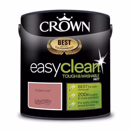 Crown Easyclean Matt Emulsion Dispersion Paint in Pink, 2.5 l – 2