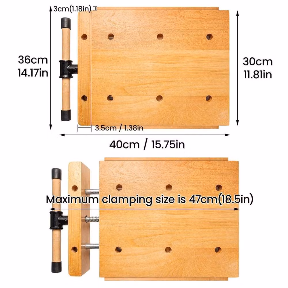 EONLION Mini Beech Wood Portable Woodworking Workbench with Vise, Brown – 2