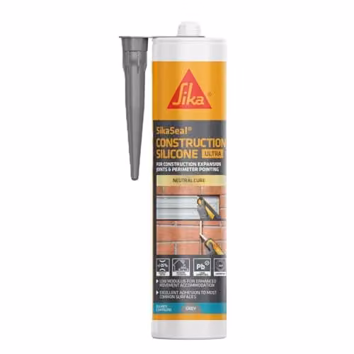 Sika SikaSeal Construction Silicone Ultra Waterproof Expansion Joint and Perimeter Pointing Sealant, Grey, 300ml