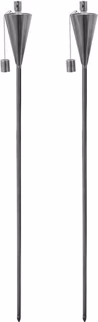 Harbour Housewares Metal Cone Garden Torches with Ground Spike in Silver, Pack of 2
