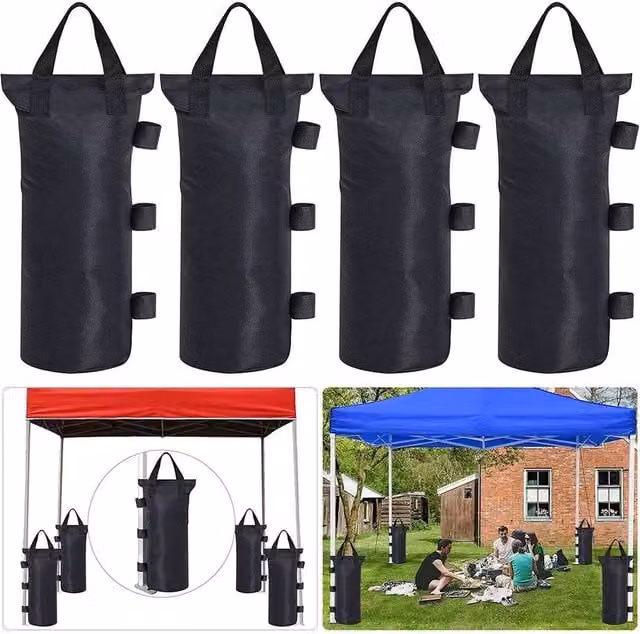 Kelvenix 4-Piece Black PVC Gazebo and Parasol Sandbag Weights – 1