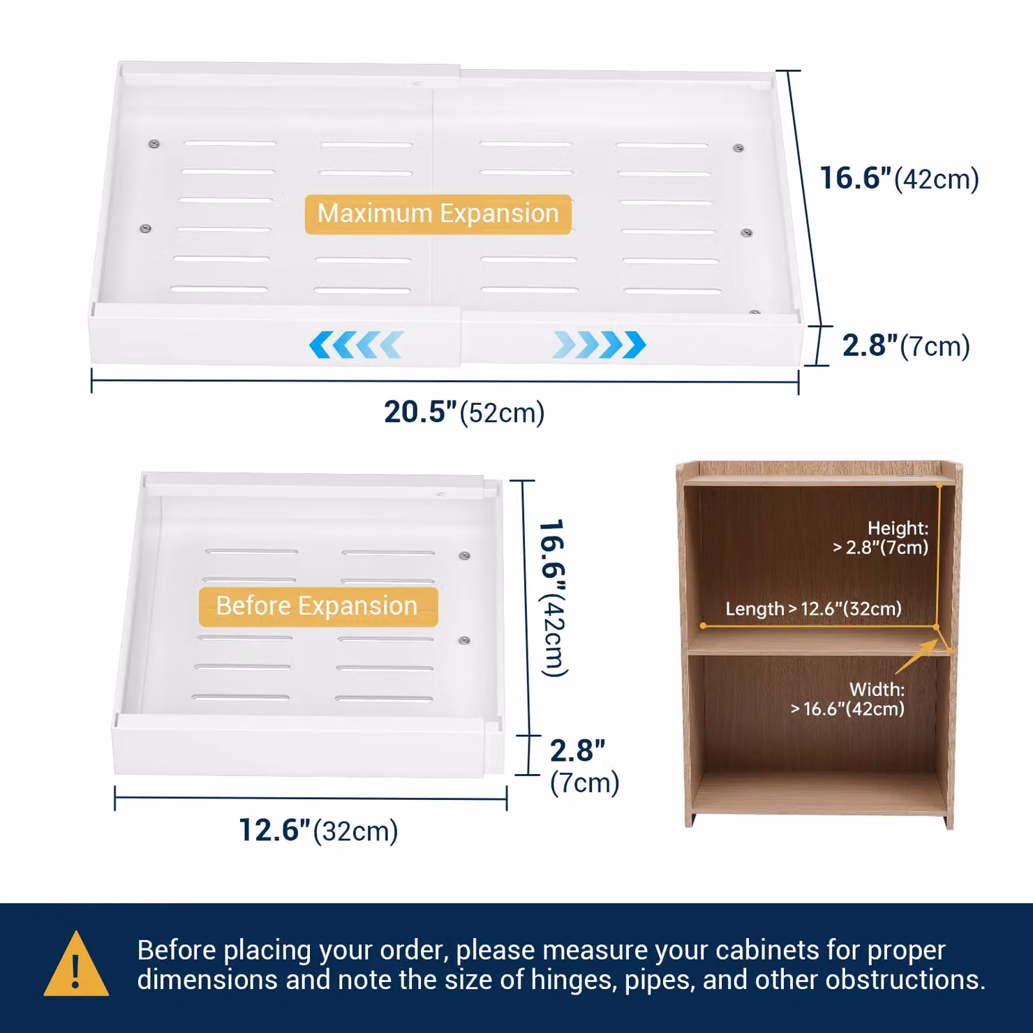 Blylund Adjustable Slide Out Cabinet Drawer Organiser, 2 Pack, White – 8