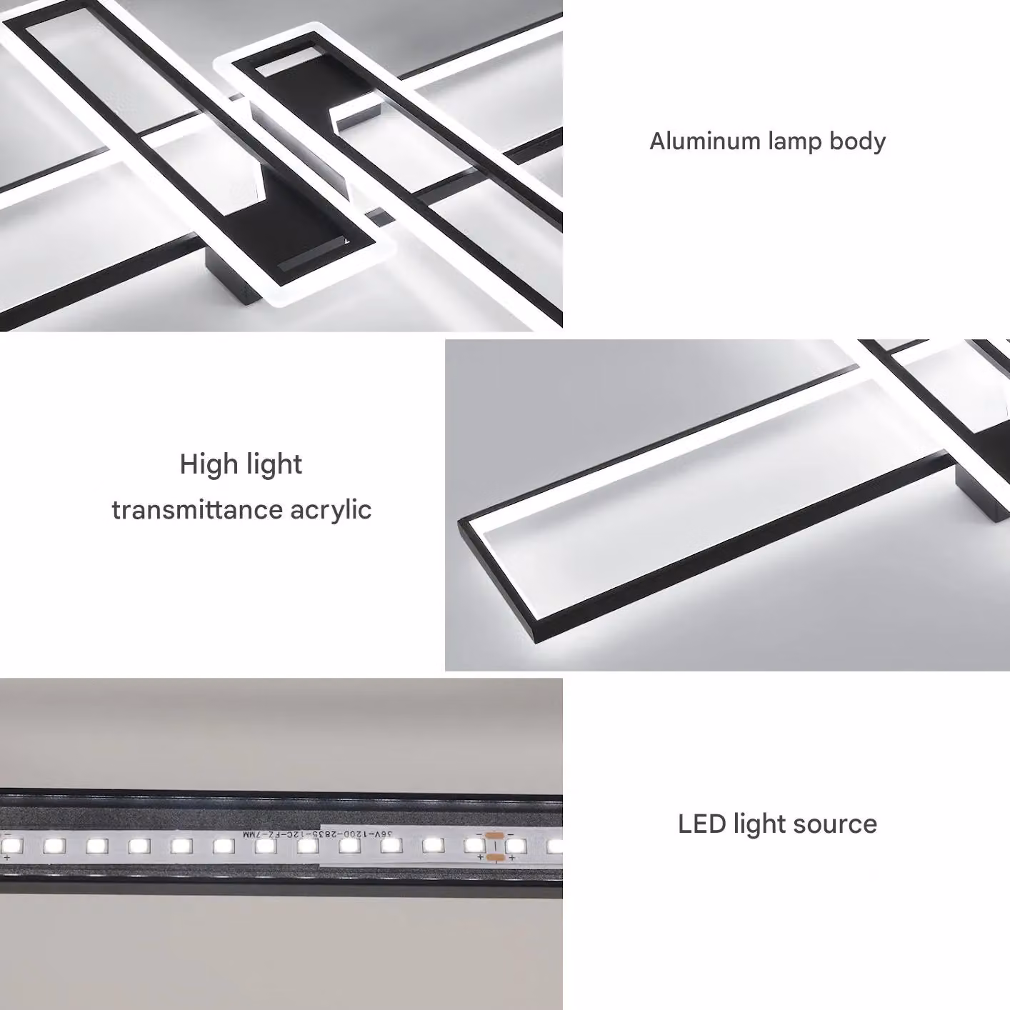 Pheashine Black Rectangular LED Ceiling Light, 65W, 6500K Cool White, Length: 120 cm – 3