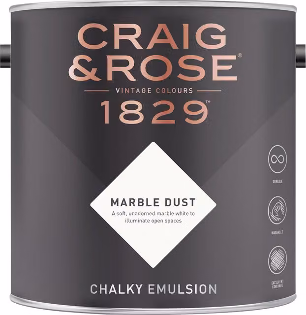 Craig and Rose Marble Dust Chalky Matt Water Based Emulsion in White