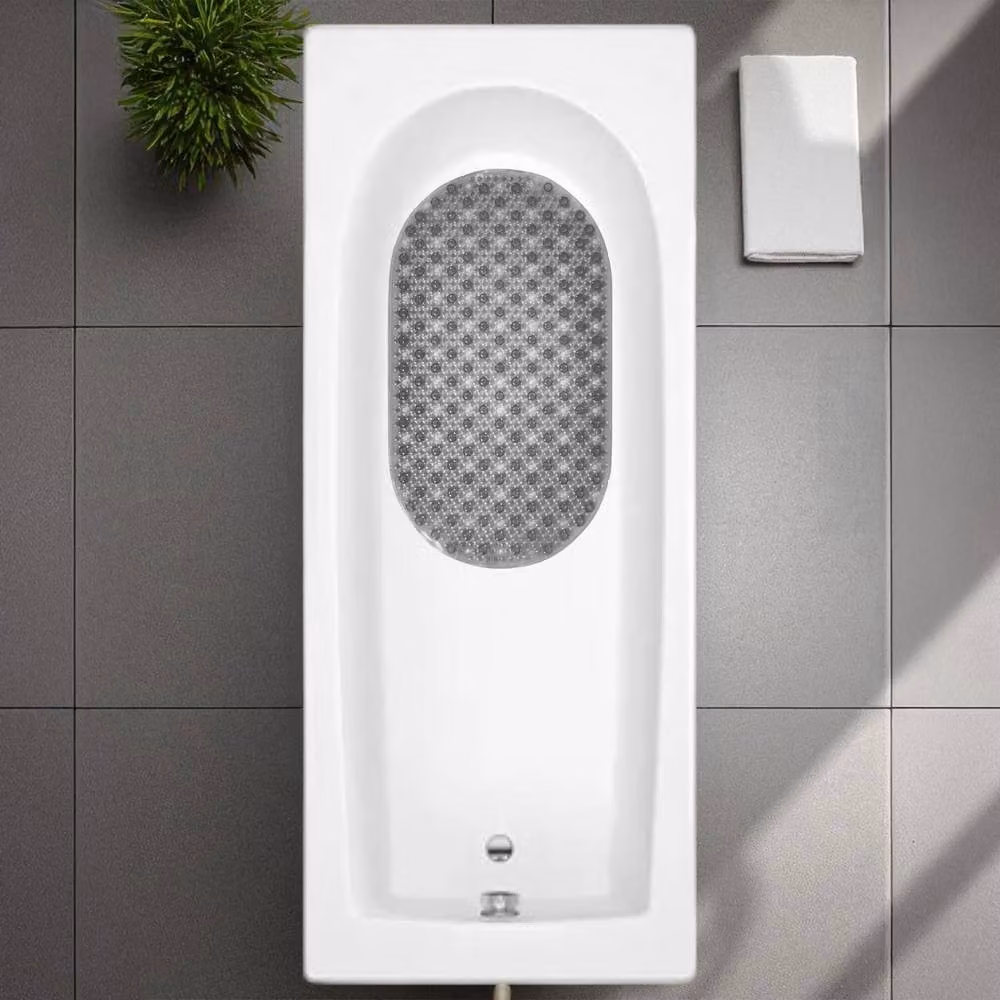 Showerdrape Cleo 2 Set Non-Slip Suction Cup Bath Mats in Grey, W: 69 cm, D: 39 cm – 2