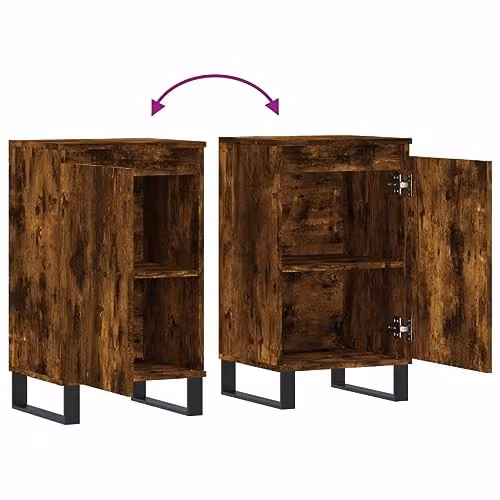 vidaXL Set of 2 Modern Sideboards in Smoked Oak Brown, W/D/H: 40 x 35 x 70 cm – 4
