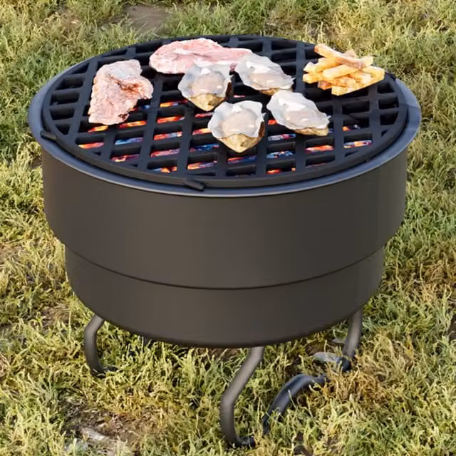 Livingandhome Thick Round Cast Iron Grill Grate, Black