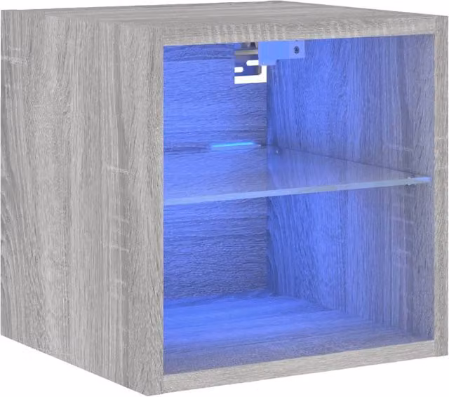 Berkfield Home Modern Wall Mounted TV Cabinet with Integrated LED Lighting in Grey, W/D/H: 30 x 30 x 28.5 cm – 1