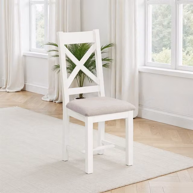 Seconique Classic Oak Dining Chairs in White, Pack of 2