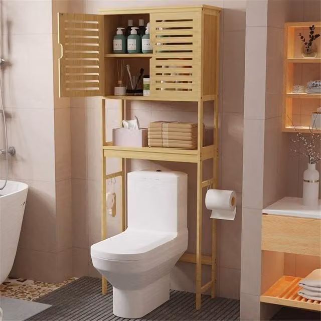 Havendro Bamboo Over Toilet and Washing Machine Storage Rack in Natural Sand – 1