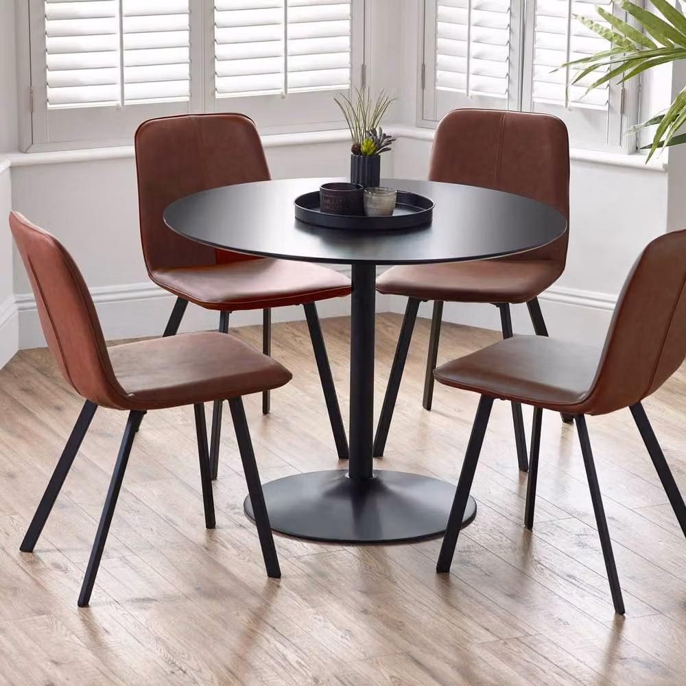 Cheshire Helmsley Vintage Dining Chairs, Set of 2, Brown Synthetic Leather and Metal – 4