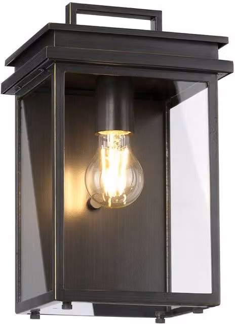 Loops Antique Bronze Outdoor IP44 Wall Lantern with LED E27 Bulb
