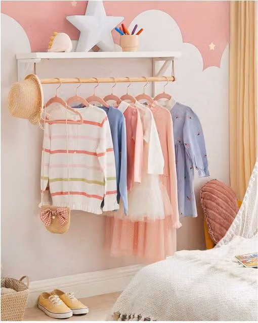 SONGMICS Non-Slip Velvet Baby Hangers with 360 Degree Swivel Hooks, Pink, 2.4kg