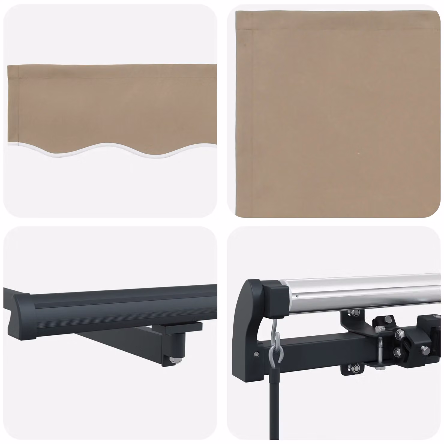 Berkfield Home Manual Retractable Wall-Mounted Awning in Beige, W: 400 cm, D: 300 cm – 4