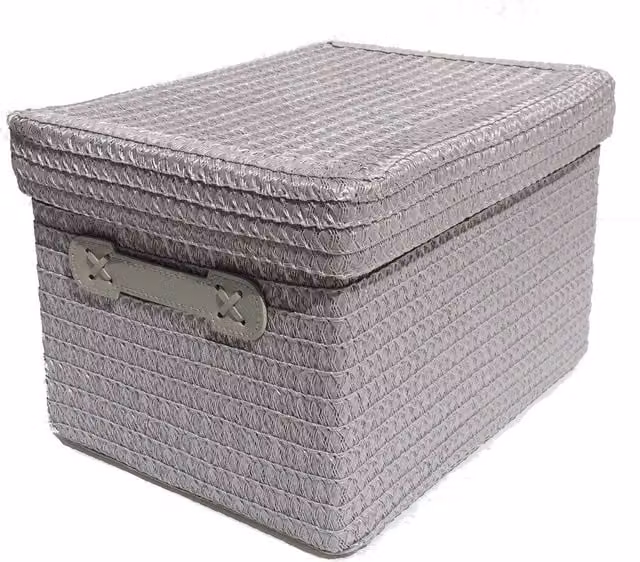 Topfurnishing Storage Basket with Handles and Lid, Grey, Diameter: 29 cm