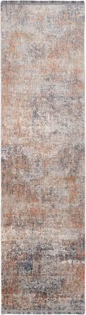 The Rug House Multicolour Terracotta Floral Distressed Vintage Fringed Rectangular Polyester Rug W: 240 cm, D: 70 cm
