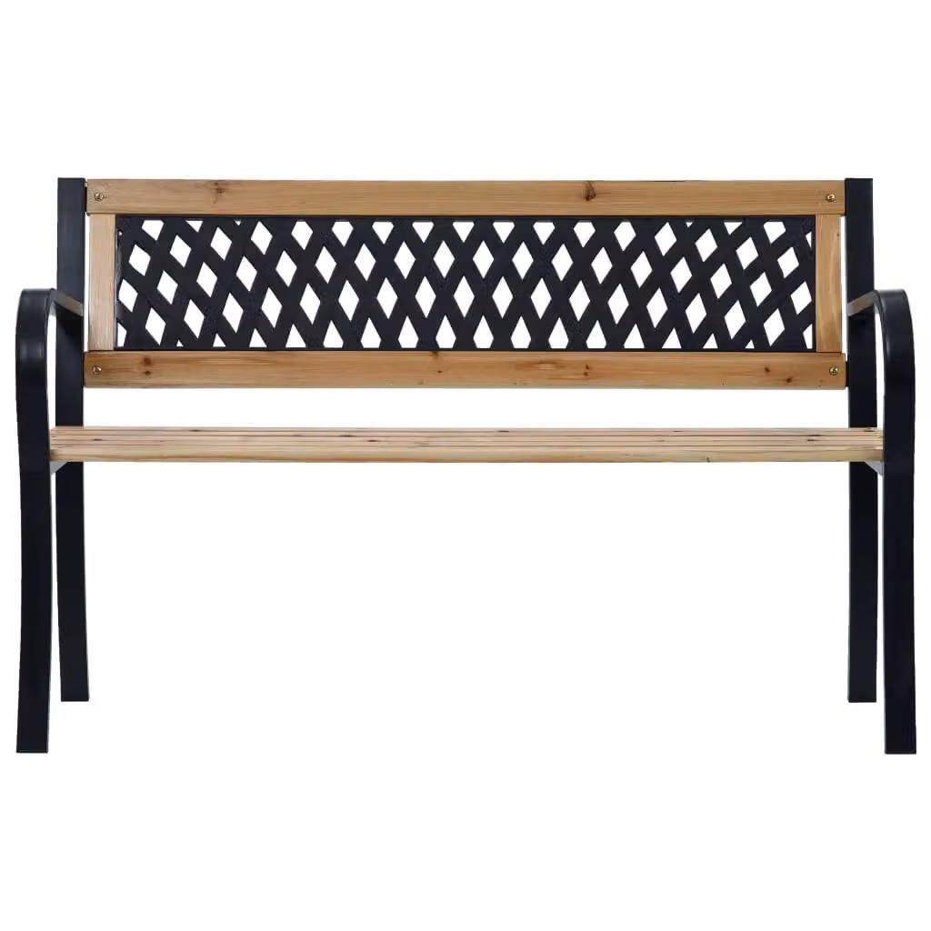 Berkfield Home Garden Bench in Brown Wood and Steel, Width: 120 cm – 2