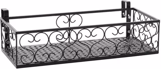 FORGEVIO Black Metal Hanging Trough Planter for Balcony Railings, W/D/H: 50 x 20 x 12 cm – 1