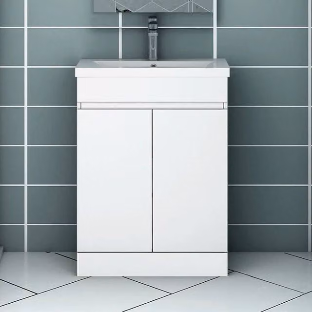 PAWNORA Matt White Freestanding Bathroom Vanity Unit – 1