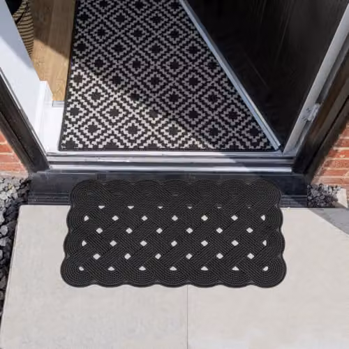 JVL Trellis Rubber Scraper Doormat, Black, W: 40 cm, D: 70 cm – 2