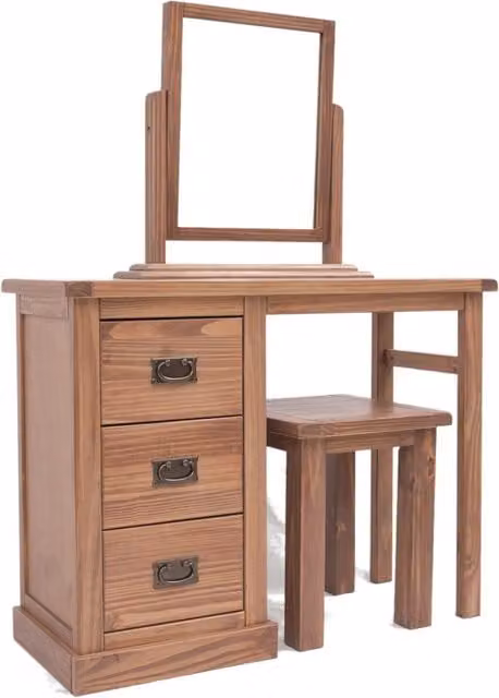 Cabinet Bits Tirolo 3 Drawer Dressing Table Set in Brown Lacquered Pine