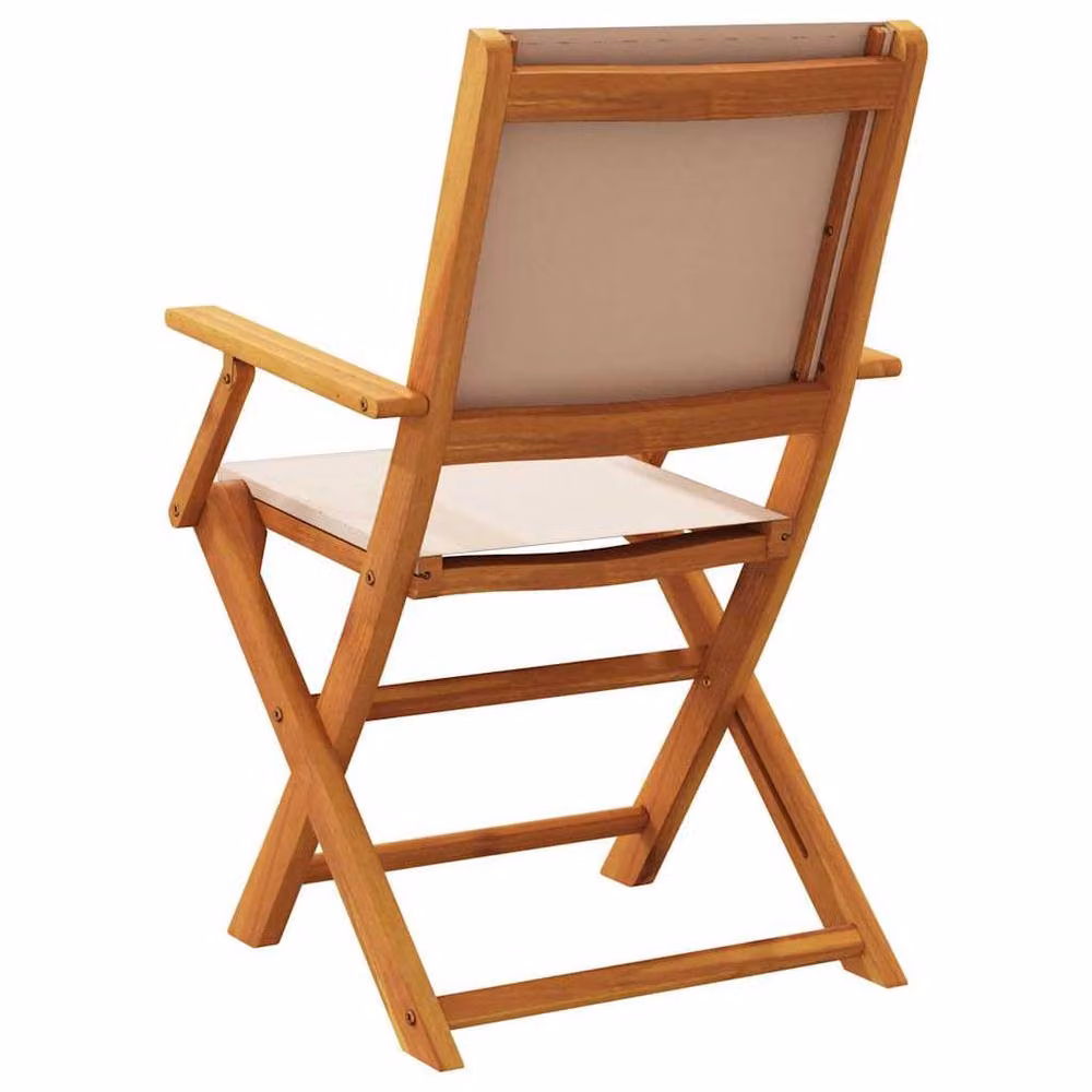 Berkfield Home Set of 2 Modern Acacia Wood and Fabric Garden Chairs in Taupe/Beige – 3