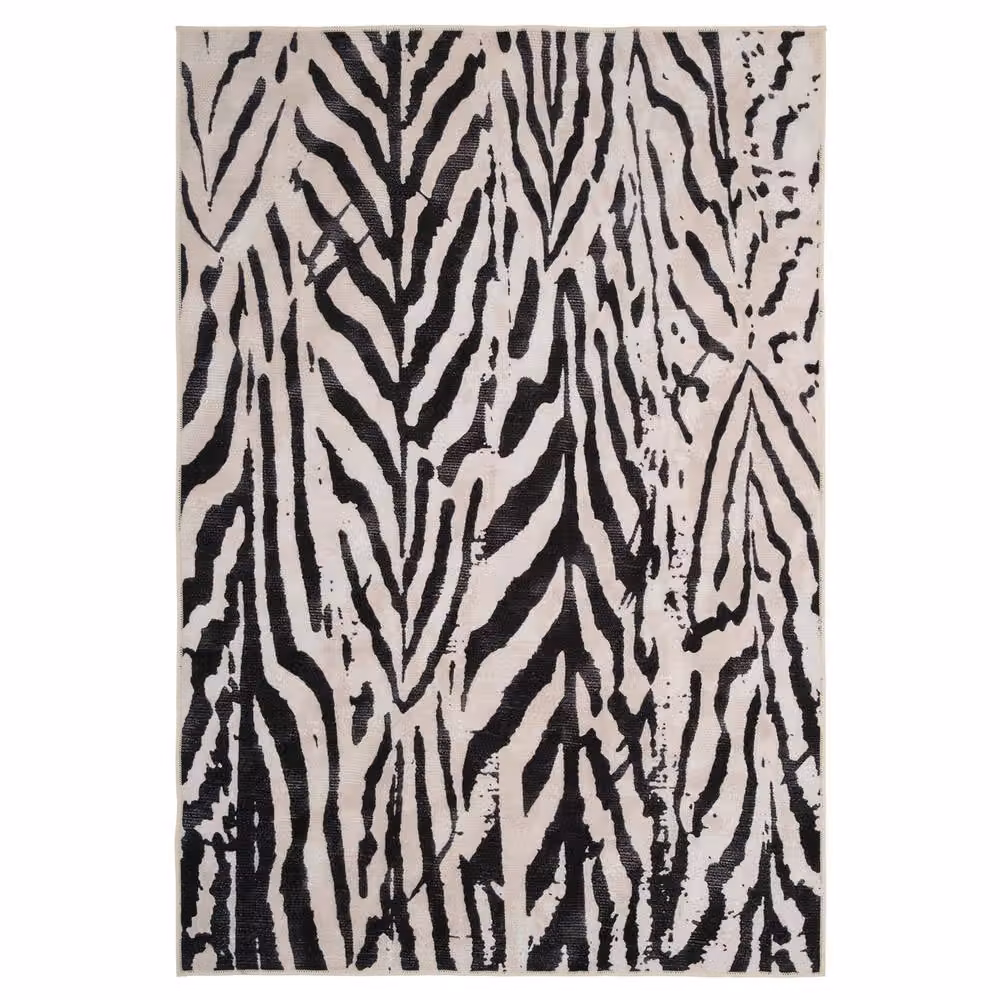 Kukoon Black and White Zebra Print Washable Rug, W/D/H: 60 x 240 cm – 10