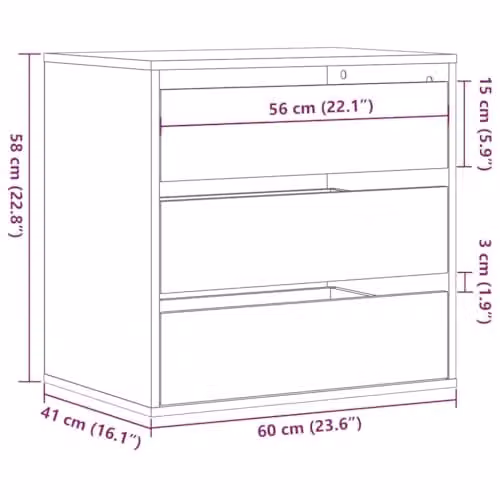 vidaXL Corner Chest of Drawers in Grey Sonoma, W: 60 cm, D: 41 cm, H: 58 cm – 3