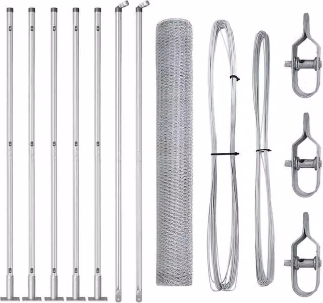 Berkfield Home Hexagon Fence in Silver Galvanised Steel, H: 120 cm x W: 10 m