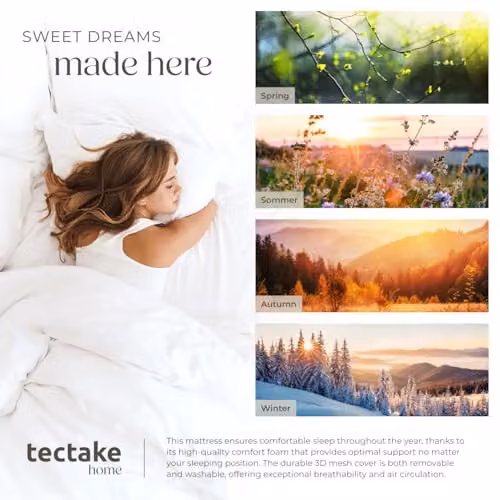 tectake 2-in-1 Sky Foam Mattress with 2 Firmness Levels and Removable Cover, White, W/D/H: 100 x 190 x 18 cm – 2