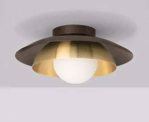 CTO Lighting Carapace DALI-A Art Deco Ceiling Light in Brown with Glass and Metal Dome
