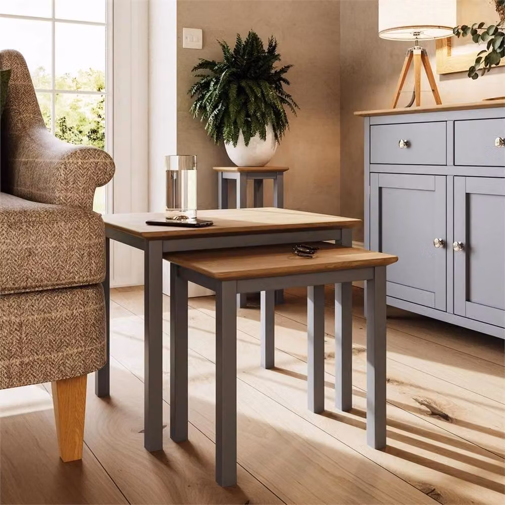 Nordara Nest of Tables Coffee Table in Dove Grey Oak Veneer – 5