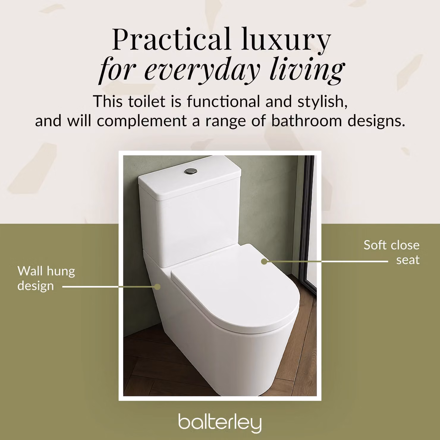 Balterley White Ceramic Rimless Flush to Wall Toilet Pan with Cistern and Soft Close Seat, H x W x D: 62.3 x 38.5 x 79.2 cm – 4
