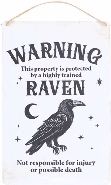Something Different Protected By A Raven Metal Hanging Sign in Black and Silver