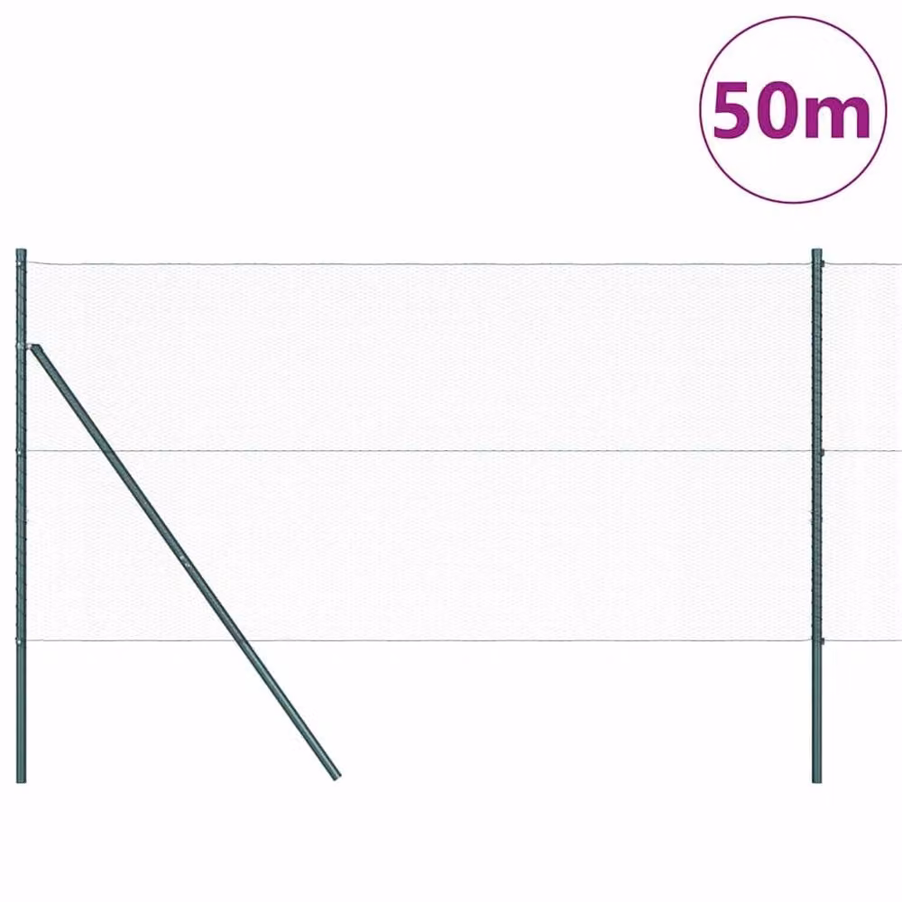 Berkfield Home Green Powder-Coated Steel Hexagon Fence, H: 140 cm x L: 50 m – 1