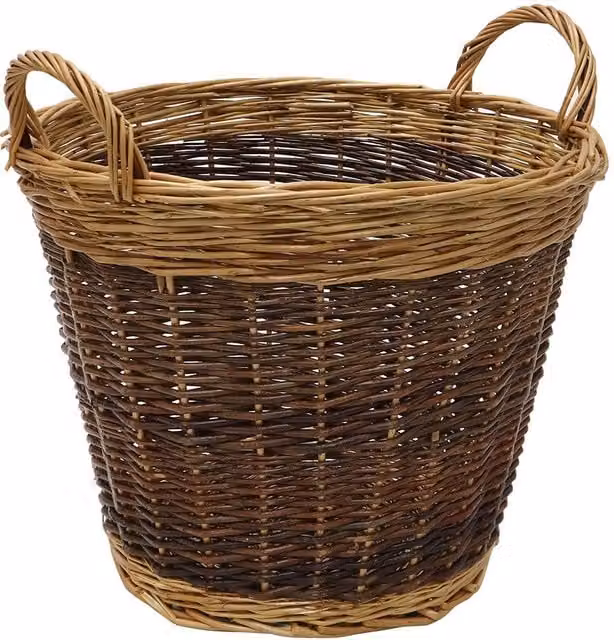 JVL Classic Medium Open Weave Log Basket in Brown with Handles