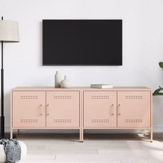 Berkfield Home Set of 2 Modern Pink Metal TV Cabinets, W/D/H: 68 x 39 x 50.5 cm
