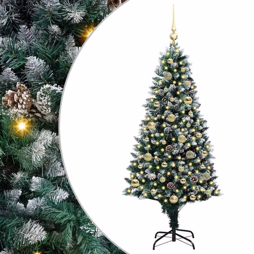 Berkfield Home Artificial Green Christmas Tree with 150 Warm White LEDs and Stand, Height: 150 cm – 2