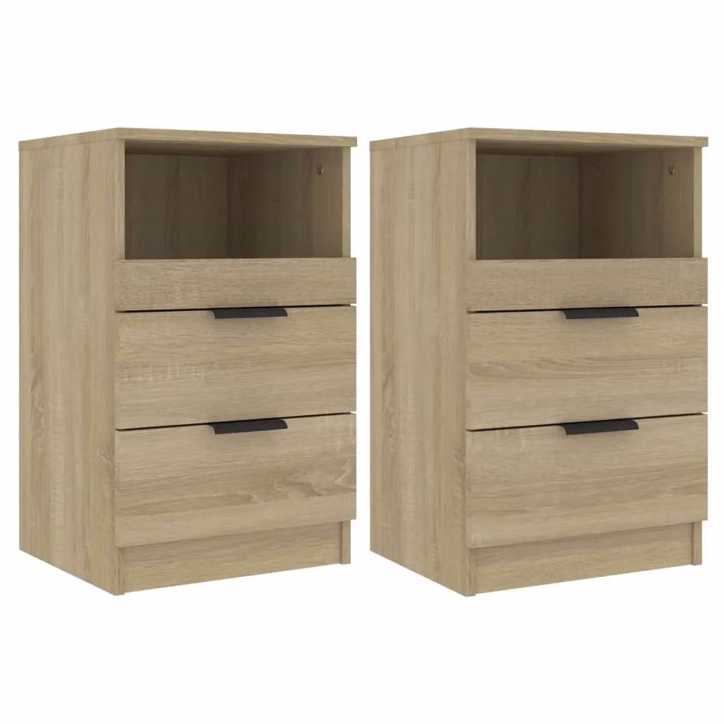 Berkfield Home Set of 2 Sonoma Oak Bedside Cabinets in Brown – 2