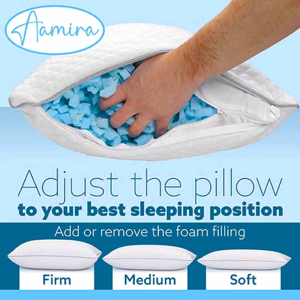 Aamira Cooling Memory Foam Orthopaedic Pillow, White, W: 70 cm, D: 45 cm, H: 18 cm – 4
