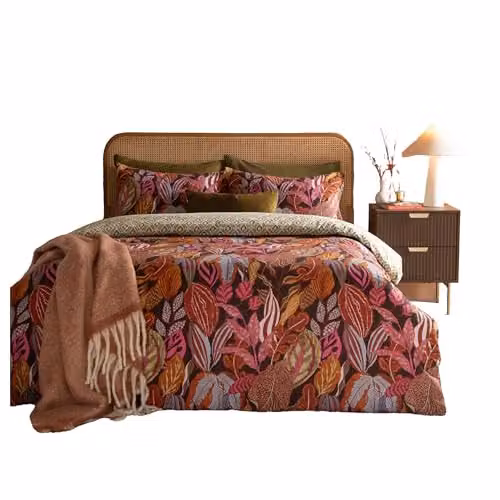 Riva Home Furn Utopia Reversible Floral Cotton Duvet Cover Set in Copper Glow, Orange and Brown, 200 x 200 cm – 2