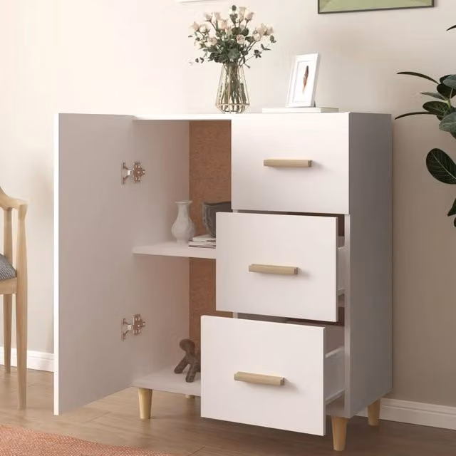 Berkfield Home White Matt MDF Sideboard W/D/H: 69.5 x 34 x 90 cm