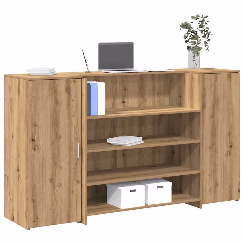 Berkfield Home Artisan Oak Reception Desk in Brown, W/D/H: 180 x 50 x 103.5 cm – 2